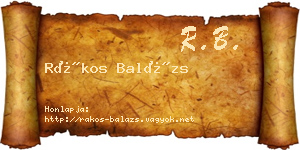 Rákos Balázs névjegykártya
